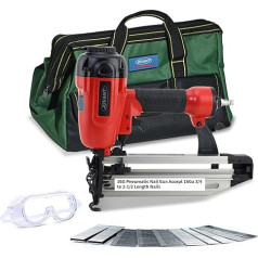 Jovant Pnumatic Finish Nailer, 16 Gauge Nail Gun Acepts 3/4 Inch Up to 2-1/2 Inch Finish Nails. Brad Nailer Gun Can Hit Hardwood Ideal for Upholstery, Woodworking Door (Includes Portable Bag)