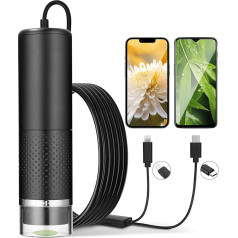 USB Microscope Mobile Phone, 1080P HD Compatible with iOS, Android, Tablet, 10 to 200X Portable Pocket Microscope, 3 Levels Adjustable LED Lights, Digital Microscope, Portable Microscope for Adults