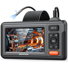 DEPSTECH Dual Lens Endoscope Inspection Camera, HD Endoscope Camera with Light, 4.3 Inch IPS Screen, IP67 Waterproof Endoscope Camera, 5 m Semi-Rigid Cable for Car Wall Sanitary & HVAC