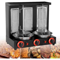 Homemade Chicken Shawarma Machine Commercial Turkish Chicken Doner Countertop Rotisserie Grill with Burner Propane Vertical Kebab Broiler