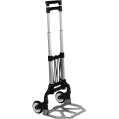 Mount-It! Folding Hand Truck and Dolly, 165 Lb / 75 kg Capacity Heavy-Duty Luggage Trolley Cart With Telescoping Handle and Rubber Wheels