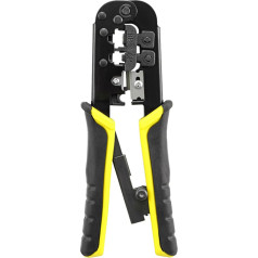 Ratchet Crimping Pliers 3 in 1 Multifunctional Wire Crimping Pliers Wire Stripper 8P 6P Network Line Telephone Wire Crimping Cable Stripping Cutting Electrician Hand Tool