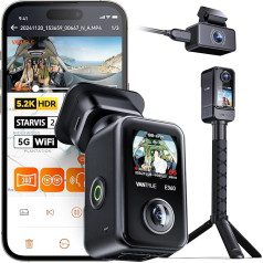 VANTRUE E360 ACE 5.2K Panorama + 1440P Dash Cam with Dual STARVIS 2 HDR Night Vision, 3 Channel 360° Dash Cam with Carry Holder for Handheld, Voice Controlled Car Camera, App, 1.54 Inch Touchscreen,