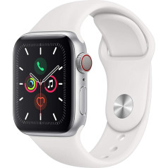 Apple Watch Series 5 40 mm (GPS + Cellular) - Aluminium Case Silver White Sports Strap (Refurbished)