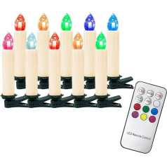 Gotoll 10 LED Christmas Candles RGB Colourful Christmas Tree Candles Wireless Candles with Remote Control Timer Candle Lights IP44 Waterproof Dimmable Flickering for Christmas Tree Christmas