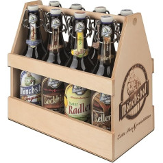 Mönchshof Beer Tasting 8 Wooden Carrier Beer Gift (8 x 0.5 L) Swing Bottle