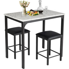 RELAX4LIFE Dining Table Set 3-Piece Dining Room Table with 2 Padded Bar Stools, Kitchen Table Set with Metal Frame, Dining Set for 2 People, Dining Room Group for Kitchen and Dining Room (White)