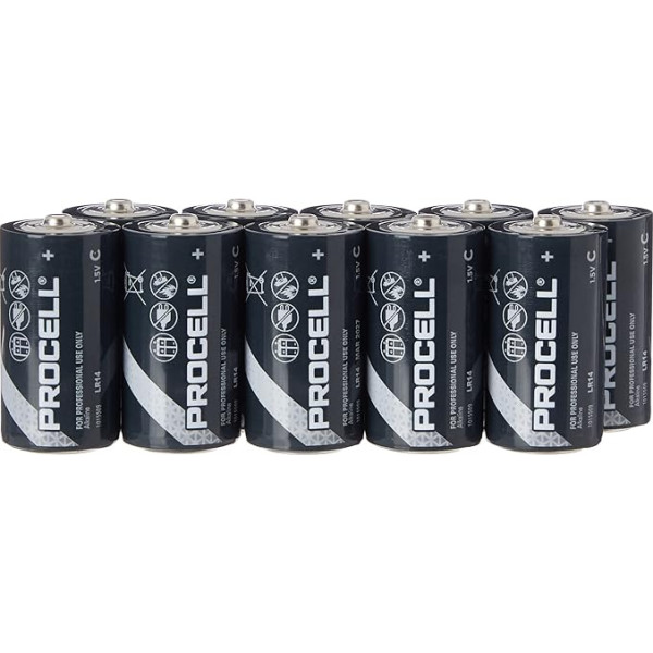 DURACELL Battery Alkaline, Baby, C, LR14, 1.5 V Procell, Retail Box (Pack of 10)