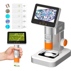 MX2-AS Microscope with 4.3-inch 1080P LCD Screen, MatataStudio 100-1600X Digital Microscope for Kids Adults, 2 in1 Portable Microscope, Powerful Biological Educational Microscopes for Kids 8-12