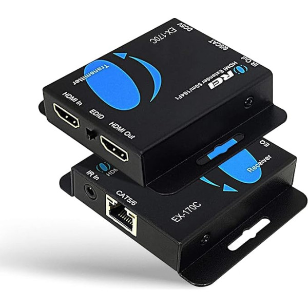 OREI 4K HDMI Over Ethernet Extender Over CAT5/CAT6/CAT7 with IR up to 50m - Loop Out - 4K@30Hz 1080P Full HD Signal Distribution (EX-170C)