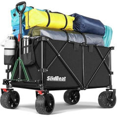 SLIDBEAT XXXL Handcart Foldable 300 L 226 kg Large Wheels Foldable Handcart Foldable from Four Directions Handcart with Adjustable Handle for Beach Garden Camping Shopping Transport Trolley