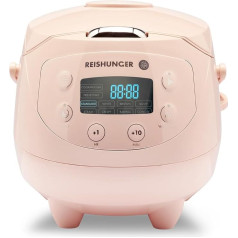 Reishunger Digital Rice Cooker 0.6L, 350W, 220V Multi-Purpose Cooker with 8 Programmes, 7 Phase Technology, Premium Inner Pot, Timer and Warming Function - Rice for up to 3 People