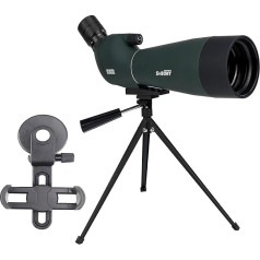 Svbony SV28PLUS Spotting Scope with Tripod Phone Adapter, 20-60 x 80 mm Range, with A5 Claret Red FMC BAK4 IP65 Waterproof Spotter Rifle Scope for Adults Target Shooting Archery