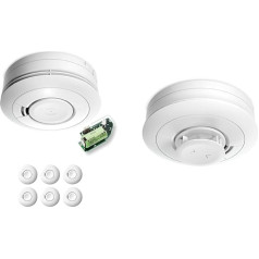 Ei Electronics Ei650RF Wireless Smoke Detector & Ei630W Heat Detector, Heat Alarm with Temperature Sensor for Kitchen and Bathroom, Optional Wireless Networkable, White