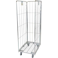 Laundry Trolley 600 x 800 mm Steel Rolling Bin with 2 Side Walls and 1 Back Panel
