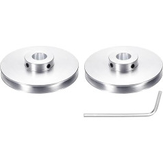 sourcing map 2 Pieces Single Groove Pulley, 15mm Fixed Bore, 80mm OD Aluminum Alloy Mechanical Pulley with Hex Wrench for 6mm PU Round Belt