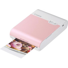 Canon Selphy Square QX10 Mini Photo Printer - Square Print (Built-in Battery, WiFi, 287 dpi x 287 dpi, USB Cable, Thermo-Sublimation Printing), Pink