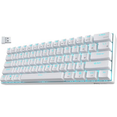 RK Royal Kludge RK61-US 2.4 GHz Wireless/Bluetooth/Wired 60% Mechanical Keyboard, 61 Keys Compact Keyboard, Hot Swappable Blue Switch Gaming Keyboard with Software for Windows/Mac/Android