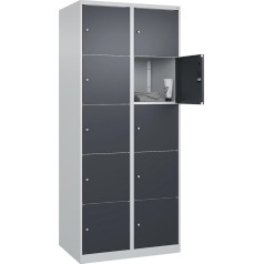 C + P Möbelsysteme C+P | 5er-Schließfachschrank Classic Plus | 2 Abteile | lichtgrau/grau | B 800 mm | 10 Fächer | mit Bodengleitern