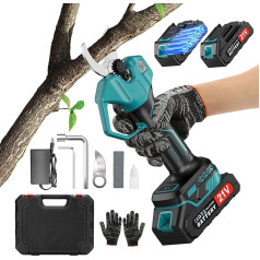 Battery Loppers with LCD Display, Battery Secateurs with Brushless Motor, Electric Secateurs 25-45 mm Cutting Diameter, Battery Garden Scissors with 2 Batteries 2000 mAh, Battery Pruning Shears Garden
