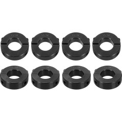 sourcing map 8 Stück doppelt geteilte Schaftmanschette für 11/16 Zoll Schaft, zweiteiliger Klemmkragen, 3,5 cm Außendurchmesser, 1,1 cm Breite, Schwarzoxid-Stahlschlossklemme, Stellschrauben-Stil