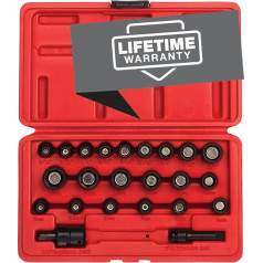 Sunex 1818 1/4-Inch Drive Magnetic Fractional and Metric Impact Socket Set, Inch/Metric, Standard, 6-Point, Cr-Mo, 3/16-Inch - 1/2-Inch, 5mm - 15mm, 23-Piece
