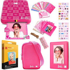 Kodak Barbie Step Slim Wireless Instant Photo Printer Barbie Gift Bundle (Iconic Style) + Barbie Camera Bag, Photo Album, Stickers & Hanging Frame, 50 Stickers + Zinc Paper (20 Sheets)