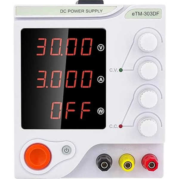 90 W, 30 V, 3 A, verstellbares Labor-Gleichstrom-stabilisiertes Netzteil, weißes Metallgehäuse, mobiles Netzteil for Aufladen von Akkus (Color : 305F, Size : 220V)