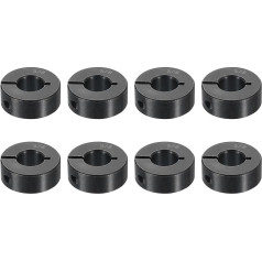 sourcing map 8 Stück eingeteilte Schaftmanschette, 0,95 cm Bohrung, einteiliger Klemmkragen, 2,2 cm Außendurchmesser, 11/32 Zoll Dicke, schwarzes Oxidstahl-Set, Schraubverschluss-Kragenklemme