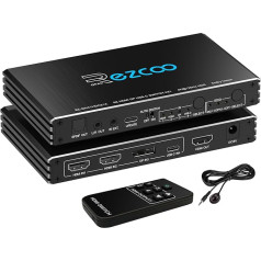 4K@120Hz HDMI 2.1 Switch 4x1 with USB-C DP1.4 & Audio Extractor (Optical/3.5mm Out) VRR ALLM HDCP 2.3 HDR Dolby Vision/Atmos - For PS5, Xbox, Gaming, IR Remote Control