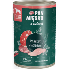 Pan Mięsko pastēte ar trušiem un garšaugiem mitrā barība suņiem 400g
