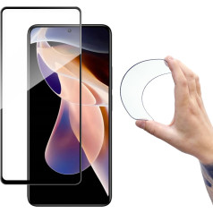 Elastīgs rūdīts stikls priekš Xiaomi Redmi Note 11 Pro+ / 11 Pro ar Full Cover Flexi Nano rāmi