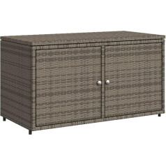 vidaXL Garden Cabinet, Utility Cabinet with Lots of Storage Space, Side Cabinet with Doors, Balcony Cabinet, Patio Cabinet, Grey Poly Rattan