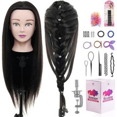 Neverland Hairdressing Head with Practice Head Stand 24 Inch 50% Hairdressing Head Real Hair Training Heads for Hairdressers Training Head with Holder + DIY Hair Set