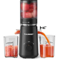 TUUMIIST Slow Juicer with 134 mm Extra Large Filling Chute, Juicer Vegetables and Fruit Test Winner Applicable Whole Fruit and Vegetables, Easy to Clean, High Juice Yield, BPA-Free