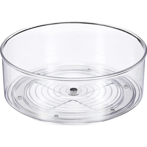 InterDesign Cabinet/Kitchen Binz Revolving Spice Rack, Kitchen Cupboard Storage Unit, BPA-Free Plastic, Clear, Small