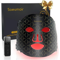 Soeumoir LED Face Mask with Red Light Therapy - 7 Colours LED Light Mask Against Acne, Wrinkles & Skin Rejuvenation - Care Device for All Skin Types - Professional Skin Care for Home & Travel