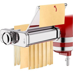 COFUN Stainless Steel Pasta Attachment Set for KitchenAid Stand Mixer, 3-in-1 Pasta Accessories for KitchenAid Pasta Attachment, Including Fettuccine Cutter, Spaghetti Cutter and Pasta Roller, with