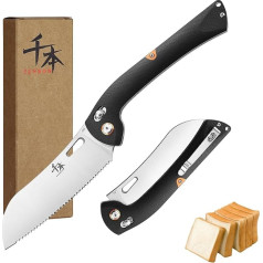 SENBON 440 Sharp Folding Bread Knife G10 Handle Camping Outdoor Back Clip Portable Bread Knife