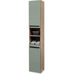 VISTA 70-565-EY Tall Bathroom Cabinet Side Cabinet in Viking Oak / Reed Green Approx. 34 x 190 x 31 cm