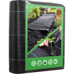 VOUNOT Unkrautfolie, 2mx25m, Anti-Unkrautgewebe Unterbodengewebe Bändchengewebe, Bodengewebe Wasserdurchlässig und Reißfestes, UV Stabil 100g/m²