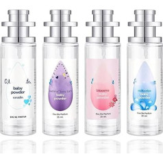 Ebyveen Baby Powder Perfume, Baby-Soft Perfume Spray, an Eau De Parfum, Long-lasting Moisture & Fragrance, Floral & Creamy Aroma for Women & Men,35ml (4Pcs)