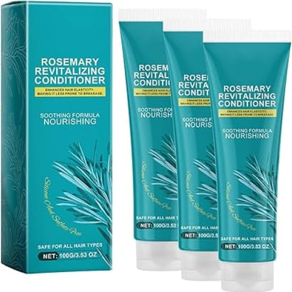 Organic Rosemary Revitalising Conditioner, Natural Cosmetics Hair Care Conditioner with Jojoba Oil, More Volume and a Healthy Scalp, Hair Conditioner without Silicone and Sulphates (3 Pieces)