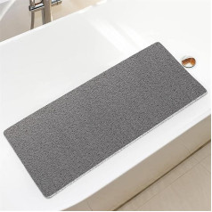 Shower Mat Non-Slip Suction Cups PVC Shower Mat Grey 40 x 100 cm Non-Slip Bath Mat with Drainage Holes Machine Washable for Bathroom Bathtubs