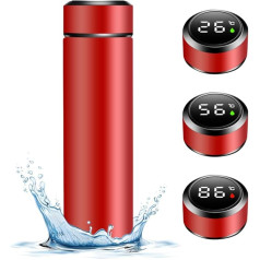 Thermos Flask 500 ml Water Bottle with LED Temperature Display, Vacuum Insulated Cup Water Bottle Made of 316/304 Stainless Steel Thermos Bottles with LED Touch Screen Leak-Proof BPA-Free for Office