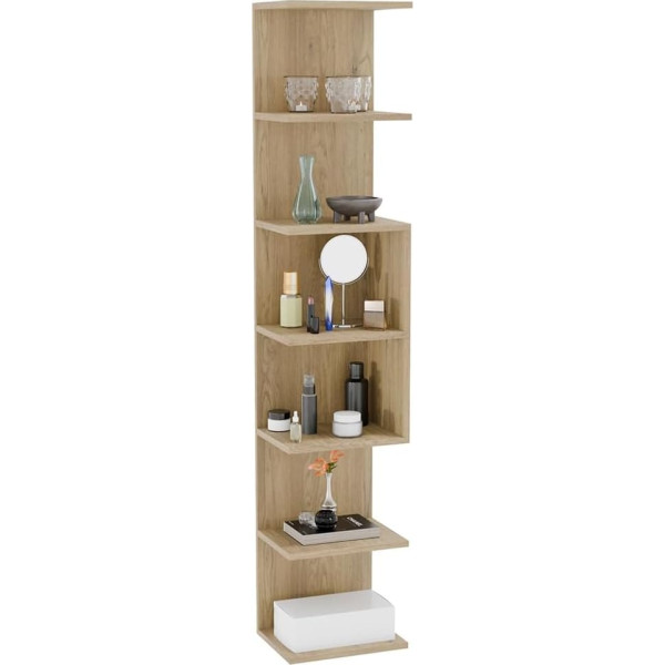ComfortCove Wall Shelf Bookcase, Wall Mounted Unit, Shelf Units, Bookcase, Storage Folder Shelves for Bedroom, Living Room, Bathroom, Kitchen, Office, 7 Shelves, Oak