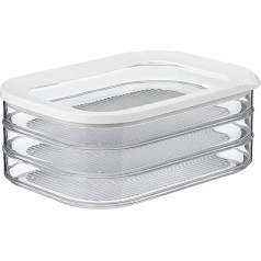 Mepal Modula 3-Ply White Cold Meat Box - 1650ml Fridge Food Box - For Storing Sausages and Meat Products - 3 Separate Storage Containers - Dishwasher Safe
