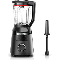 Bosch VitaPower Series 6 MMB6652B High-Performance Mixer, Smoothie Maker, 1800 W, 45,000 rpm, Programs for Hot Soup & Cleaning, 2 L, Dishwasher Safe Parts, Made in Europe, Black