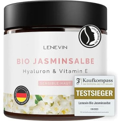 Organic Jasmine Ointment Against Dark Circles, Test Winner 2024 F.A.Z., Eye Cream, Certified Natural Cosmetics for Wrinkles, Sensitive Skin - with Hyaluron, Vitamin E, Aloe Vera - Made in Germany,