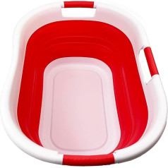 SAMMART 40L Collapsible Plastic Laundry Basket - Foldable Storage Bin - Portable Washing Tray - Space Saving Laundry Basket (1, White/Coral Pink)